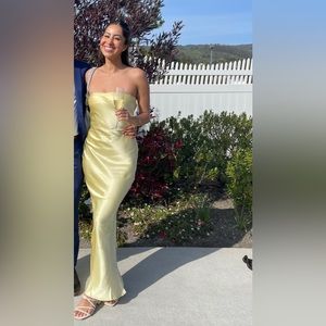 Babyboo yellow satin strapless dress